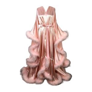 Boudoir Glamor Robe XS /S Silk Feather Luxury Huge Bell Sleeves Sexy Old Money